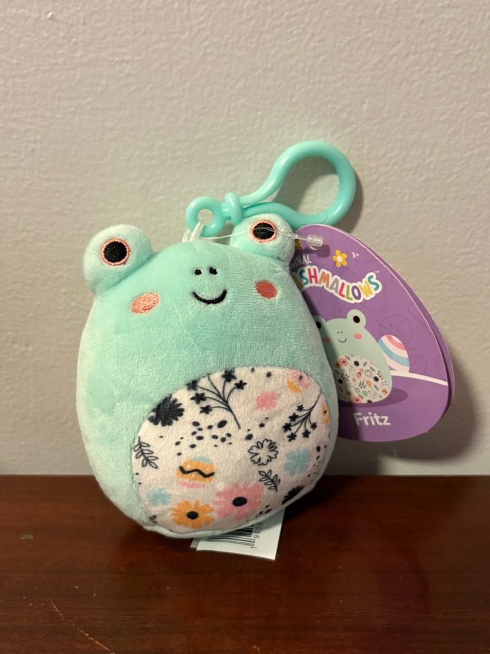 Squishmallows Fritz Frog Clip-On Plush - Mint with Floral Belly